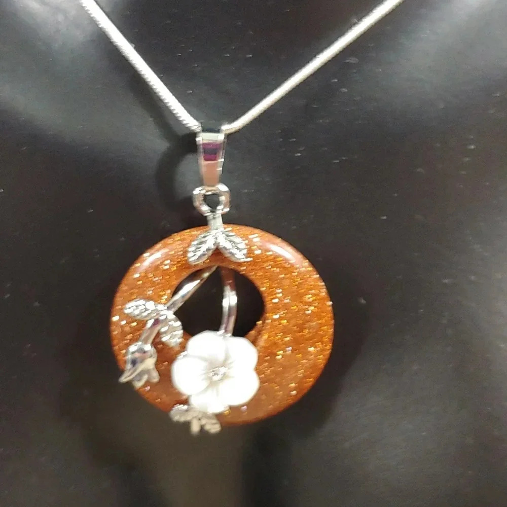 Women's Natural Stone 925 Sterling silver Necklace - Picture 2 of 7
